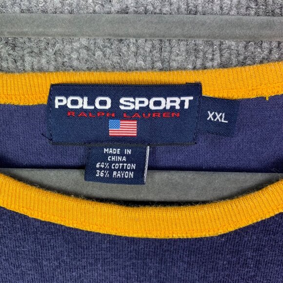 Vintage POLO SPORT Ralph Lauren Spell Out P Wings Logo Long Sleeve Shirt XXL - Picture 9 of 10